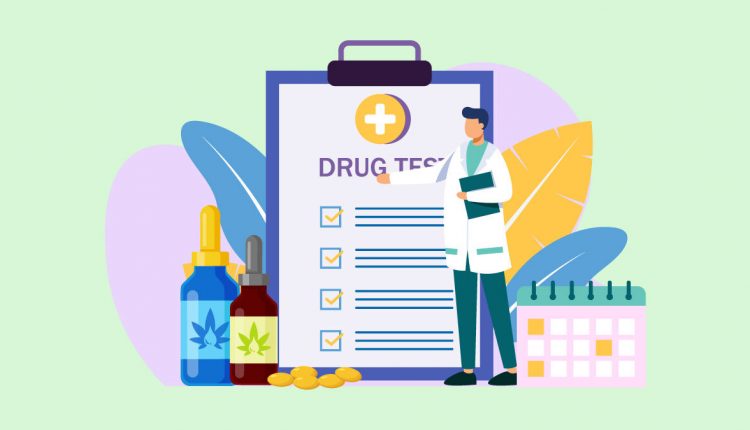 Illustration of CBD Oil with Drug Test Checklist Monitored by Doctor